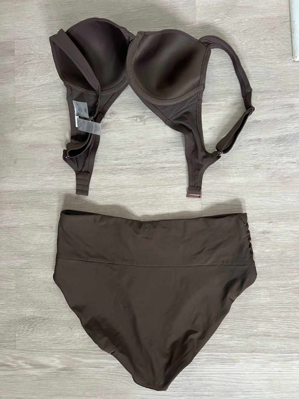 CALIA Swim Bikini 2 Piece Rich Brown 34D Underwire Top & High-Waist Bottom Lg - Picture 3 of 7